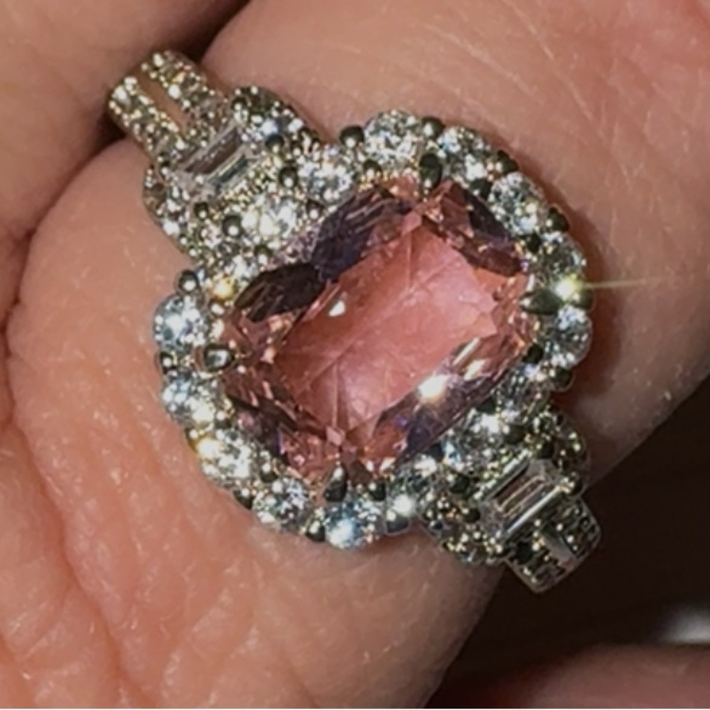 Elegant Pink and Silver Gemstone Ring